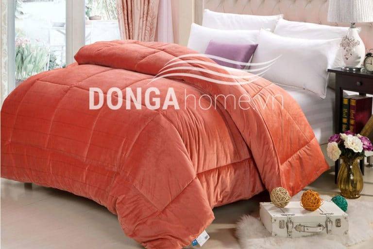Mua chăn ga gối ở đâu tại Quốc Oai 2 Chăn lông thỏ màu cam