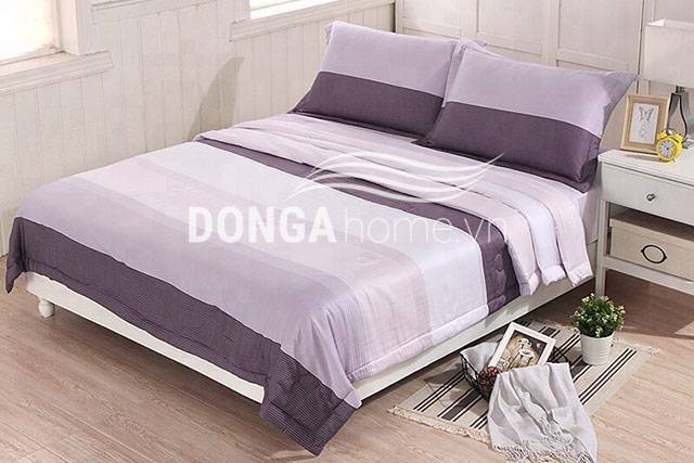 Mua chăn ga gối ở đâu tại Đà Nẵng 6 Bộ Chăn Ga Gối Kyoryo Modal Kẻ Nâu Xám