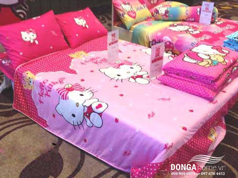 Bộ chăn ga gối Sông Hồng Hello Kitty SH_K16 033 2 bo chan ga goi tre em song hong K16 033